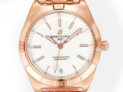 Breitling Chronomat  2824 Automatic Movement  Gold Steel Strap White  36*10mm Watch